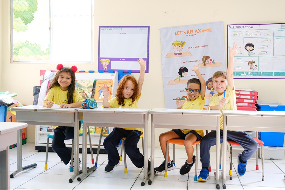 Alunos da Educação Infantil do Colégio Bahiense em sala de aula